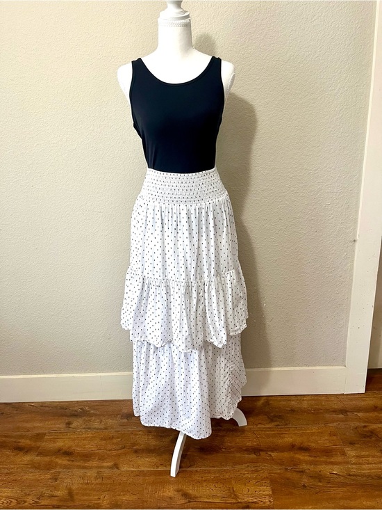 a.n.a Dresses & Skirts - a.n.a White Maxi Skirt with Black Polka Dots
